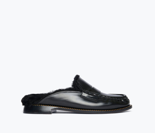 FREDA SALVADOR TEMI SHEARLING PENNY LOAFER MULE