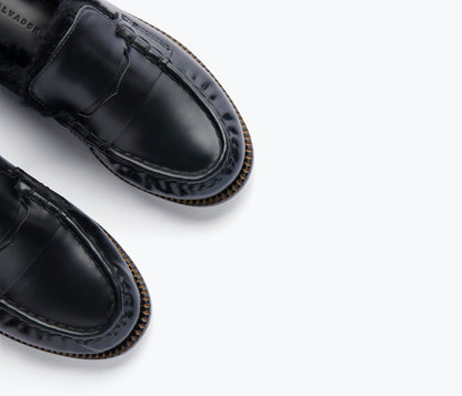 FREDA SALVADOR TEMI SHEARLING PENNY LOAFER MULE