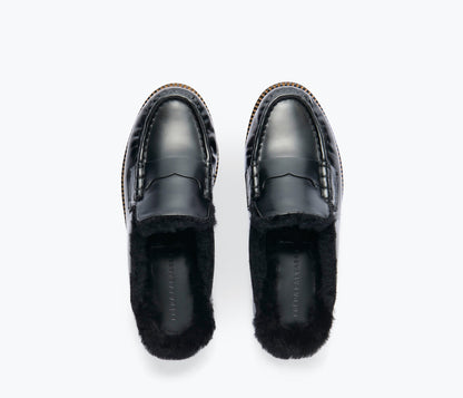FREDA SALVADOR TEMI SHEARLING PENNY LOAFER MULE