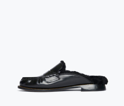 FREDA SALVADOR TEMI SHEARLING PENNY LOAFER MULE