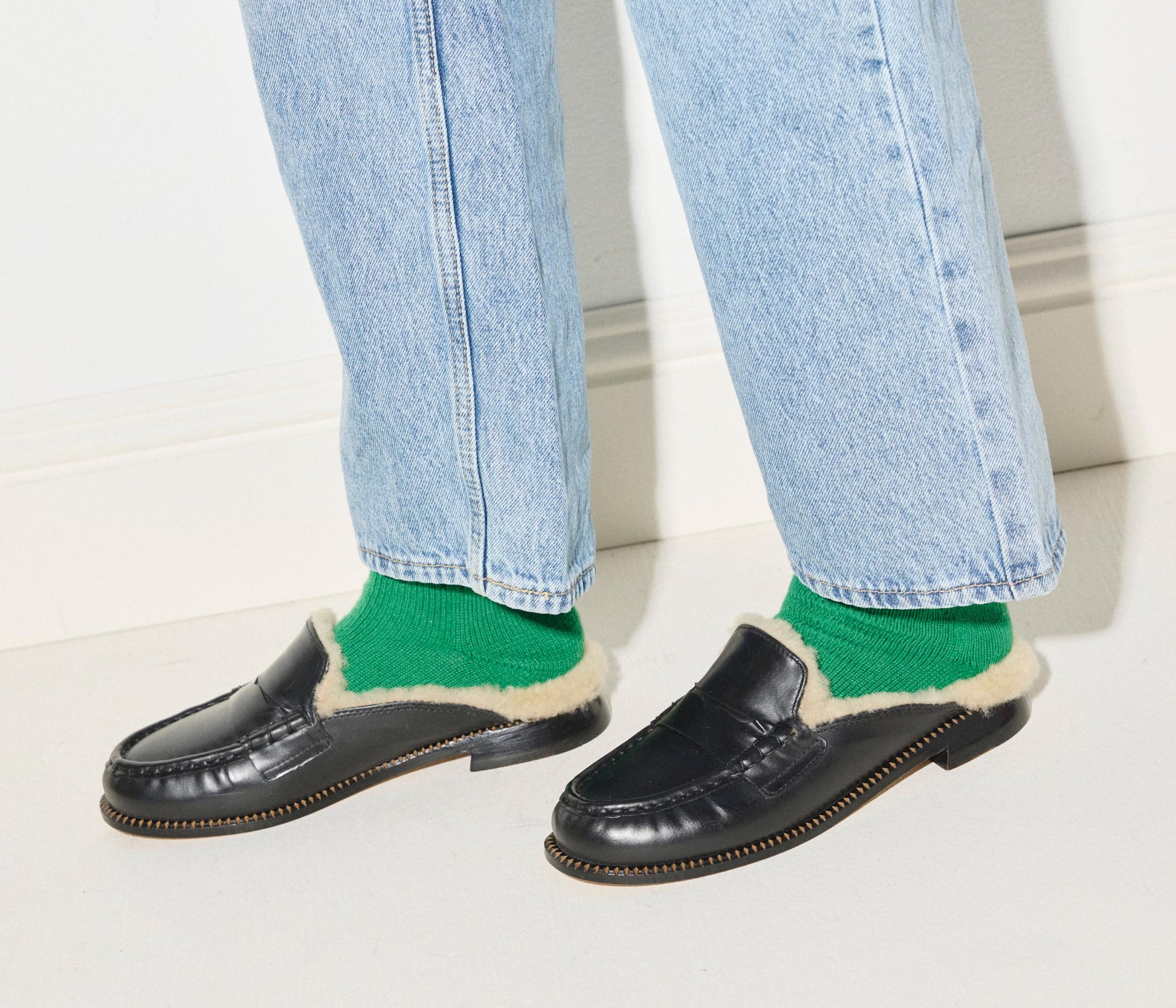 FREDA SALVADOR TEMI SHEARLING PENNY LOAFER MULE