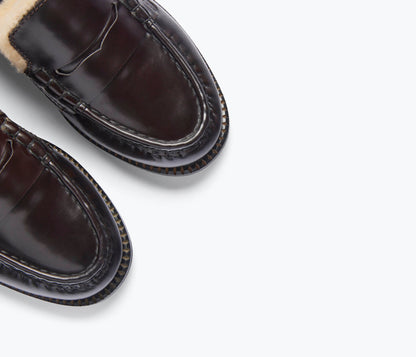 FREDA SALVADOR TEMI SHEARLING PENNY LOAFER MULE