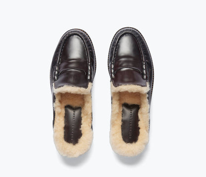 FREDA SALVADOR TEMI SHEARLING PENNY LOAFER MULE
