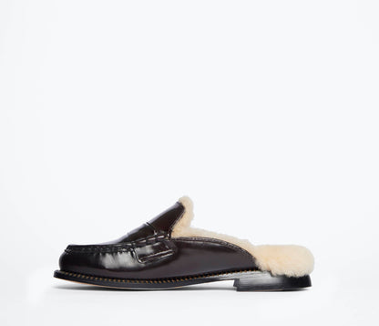 FREDA SALVADOR TEMI SHEARLING PENNY LOAFER MULE