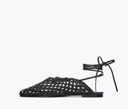 FREDA SALVADOR ETTA WOVEN ANKLE LACE-UP FLAT