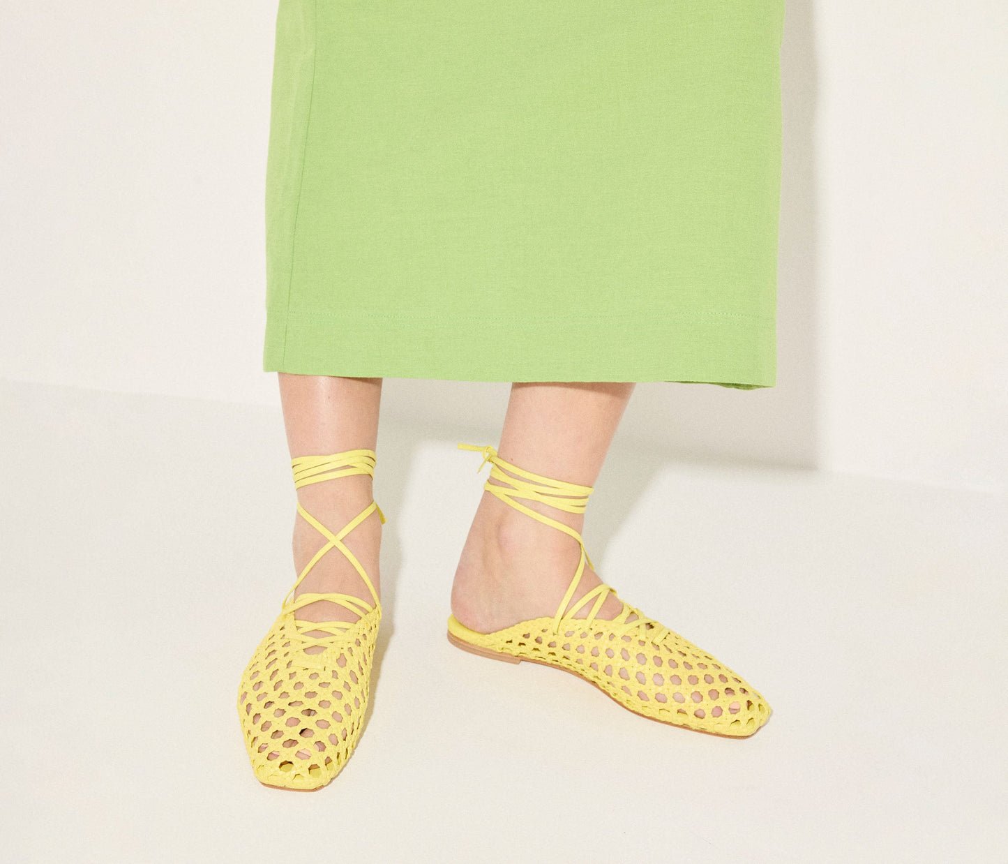 FREDA SALVADOR ETTA WOVEN ANKLE LACE-UP FLAT