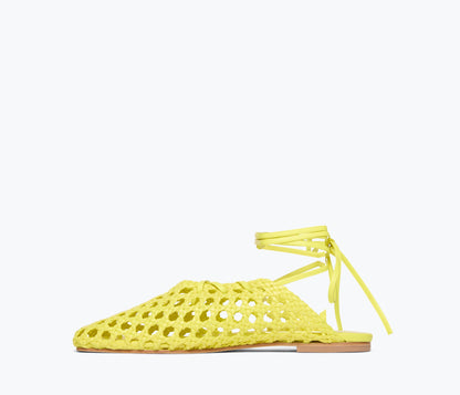 FREDA SALVADOR ETTA WOVEN ANKLE LACE-UP FLAT