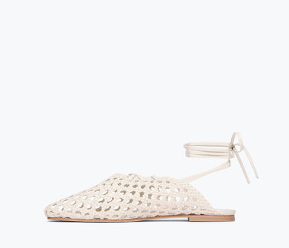 FREDA SALVADOR ETTA WOVEN ANKLE LACE-UP FLAT