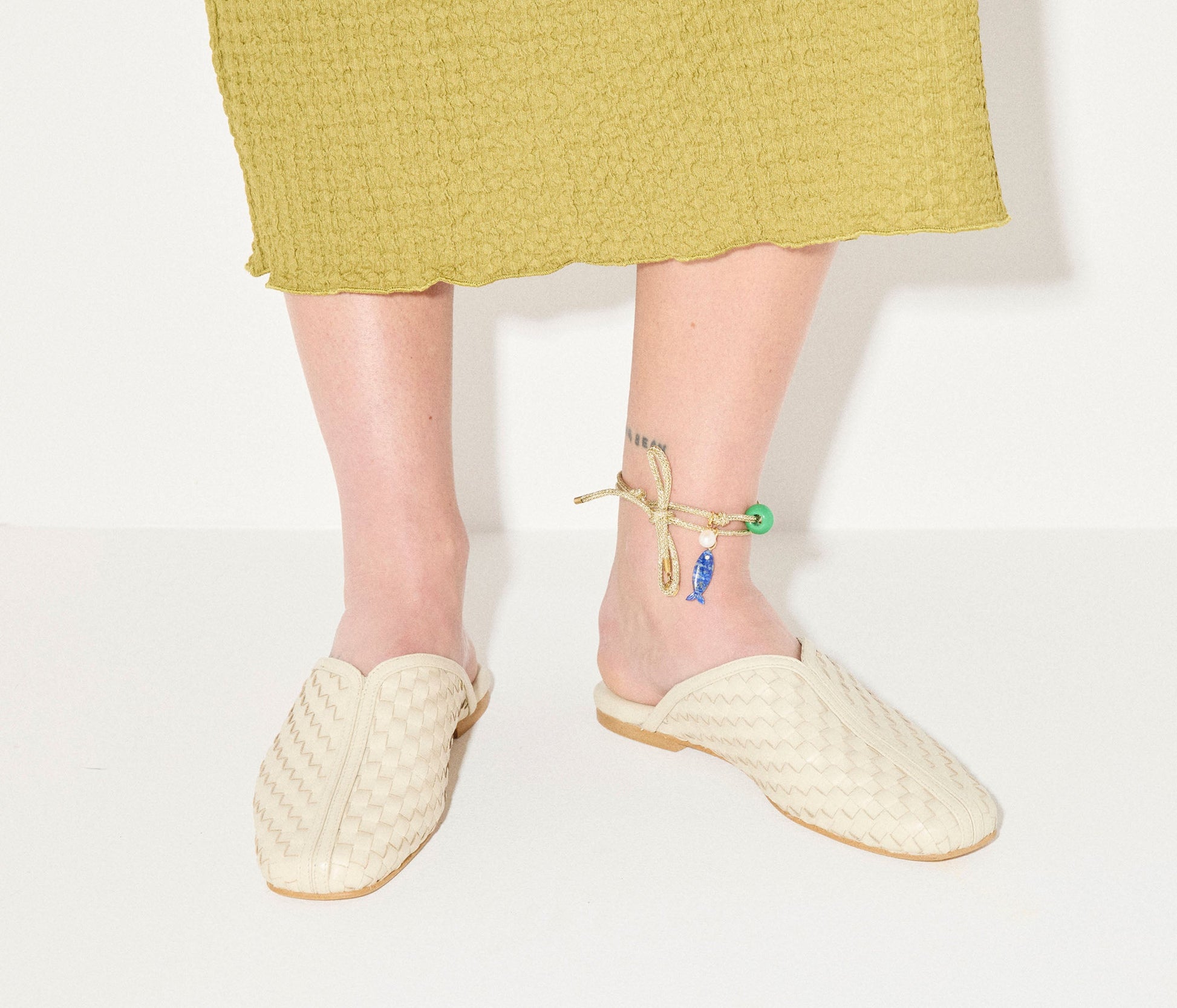 FREDA SALVADOR SAANVI WOVEN LEATHER SLIDE