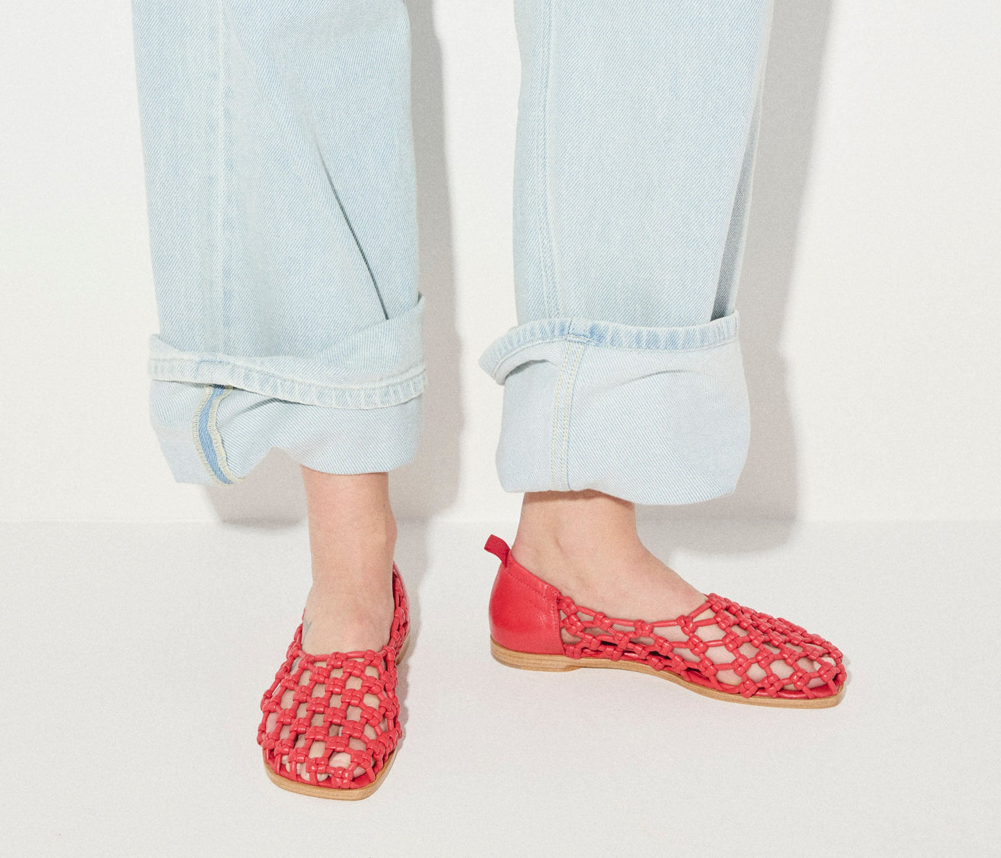 FREDA SALVADOR SALLY WOVEN LEATHER FLAT