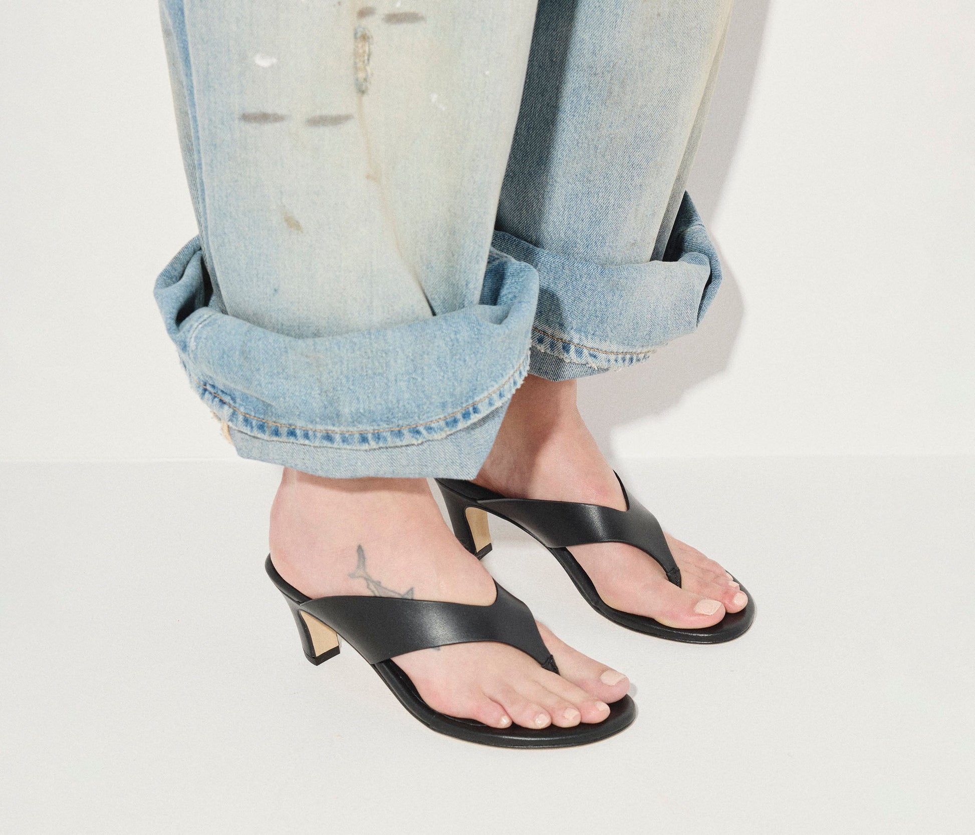 FREDA SALVADOR KAT HEELED LEATHER THONG SANDAL