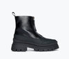 Black Pebbled Patent with Shearling