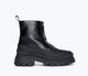 Black Pebbled Patent with Shearling