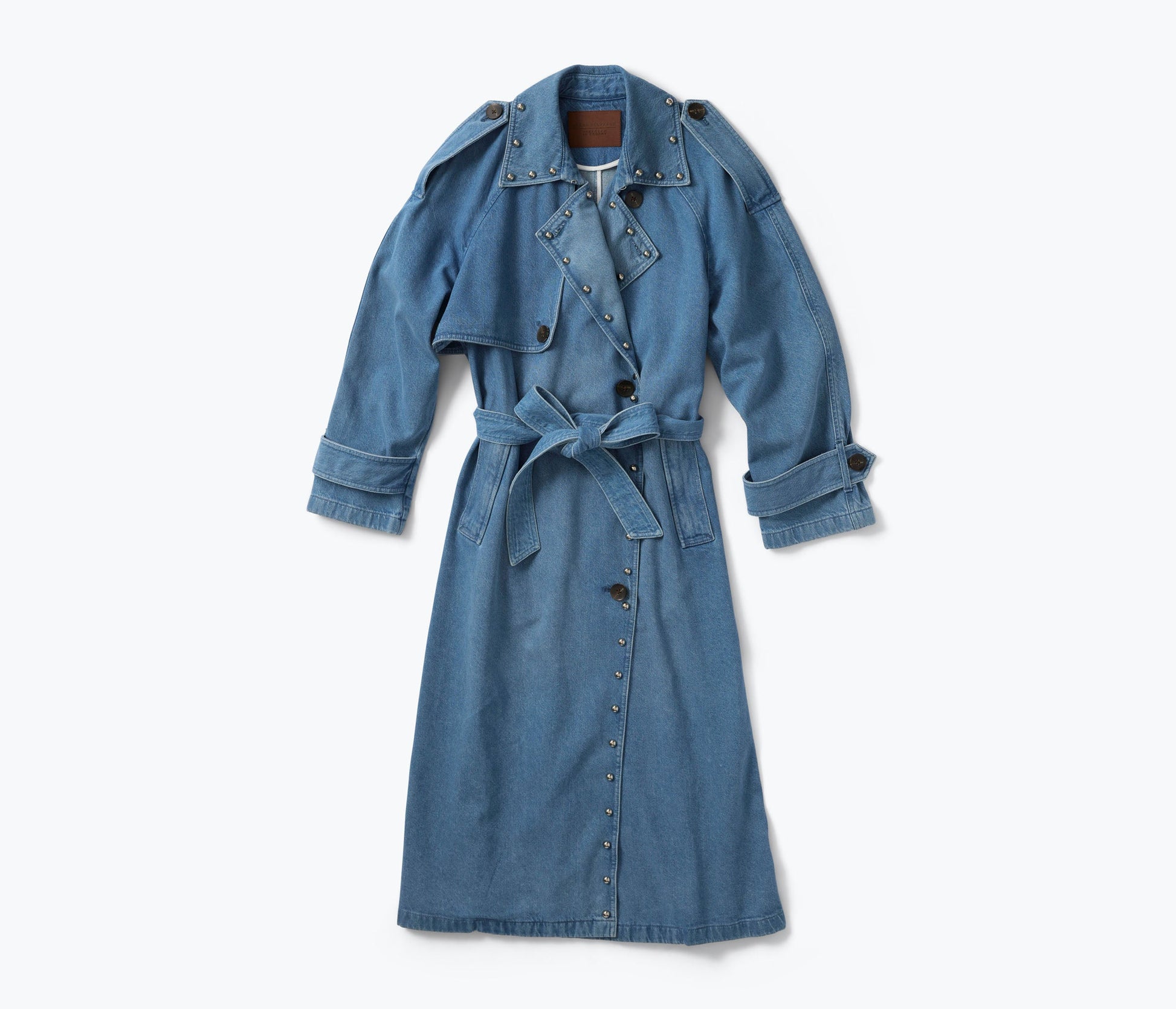 FREDA SALVADOR FS x DEREK LAM 10 CROSBY STUDDED DENIM TRENCH COAT