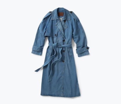 FREDA SALVADOR FS x DEREK LAM 10 CROSBY STUDDED DENIM TRENCH COAT