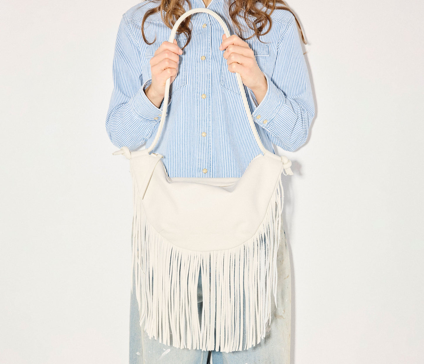 FREDA SALVADOR ERIKA CRESCENT FRINGE BAG