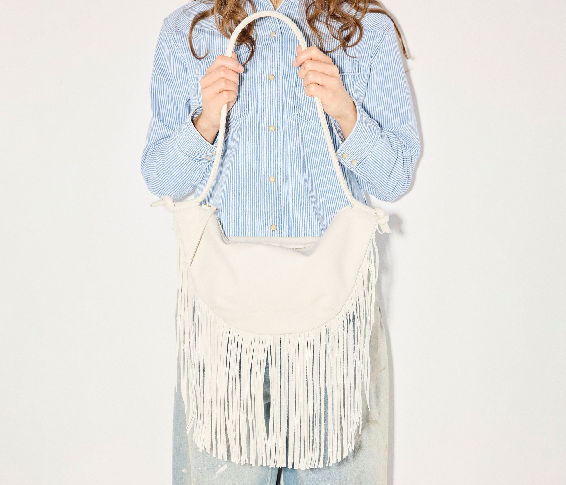 FREDA SALVADOR ERIKA CRESCENT FRINGE BAG