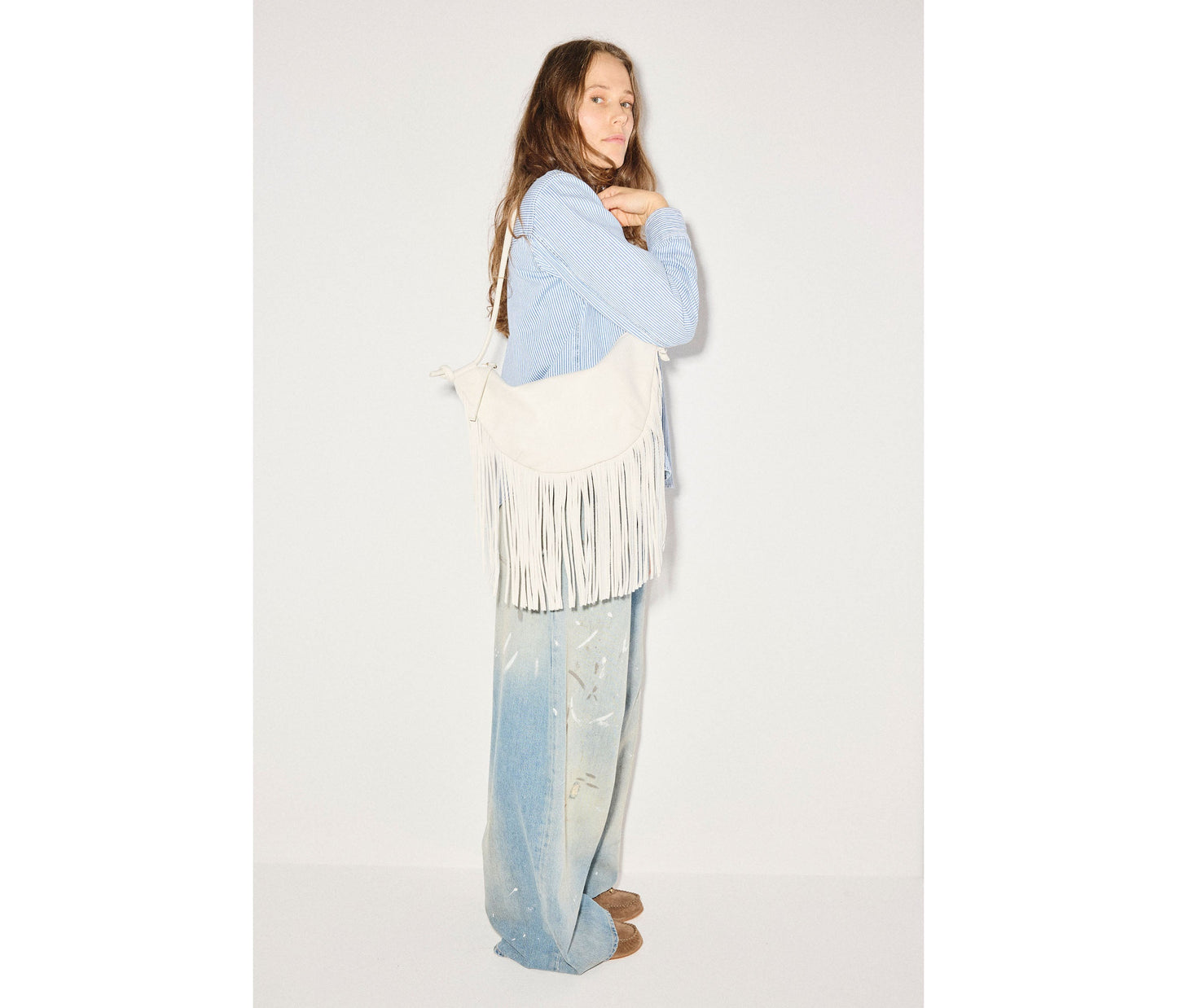 FREDA SALVADOR ERIKA CRESCENT FRINGE BAG