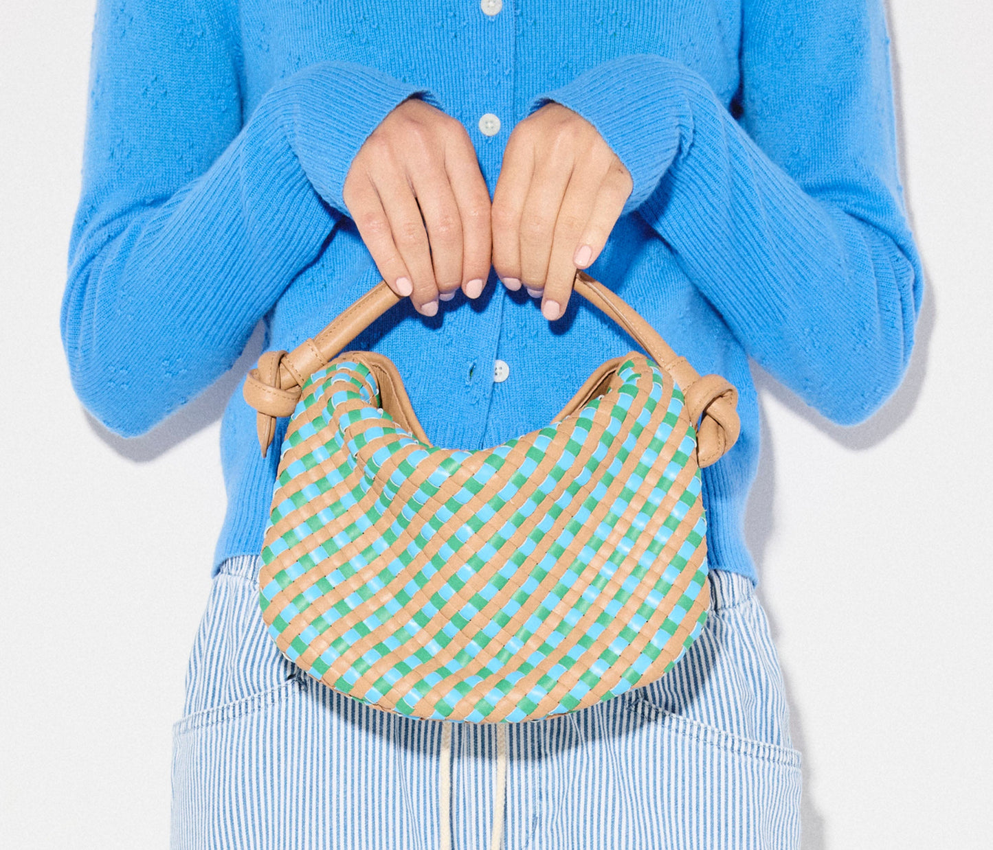 FREDA SALVADOR ELIS WOVEN LEATHER HANDBAG