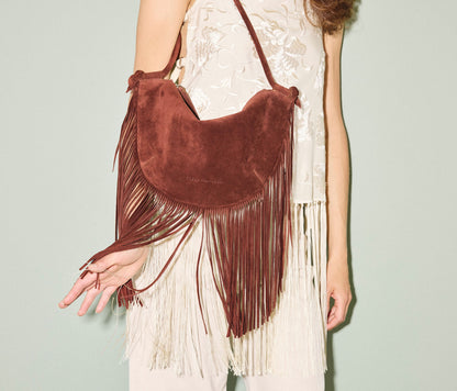 FREDA SALVADOR ERIKA CRESCENT FRINGE BAG