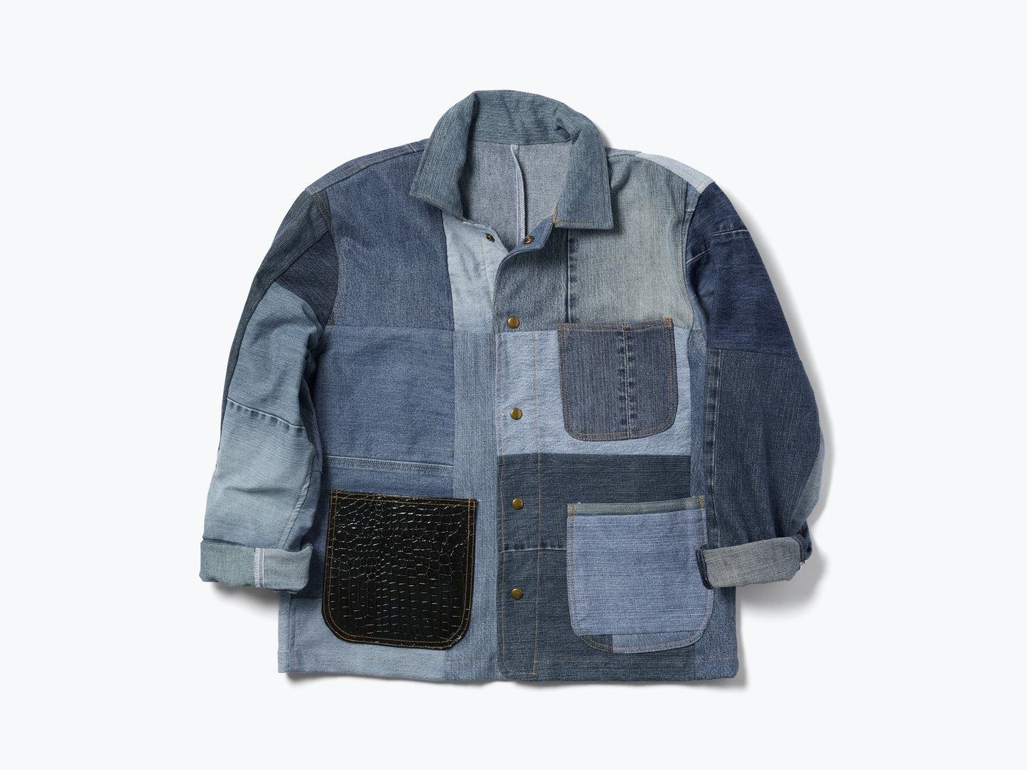 FREDA SALVADOR PATCHWORK DENIM CHORE COAT