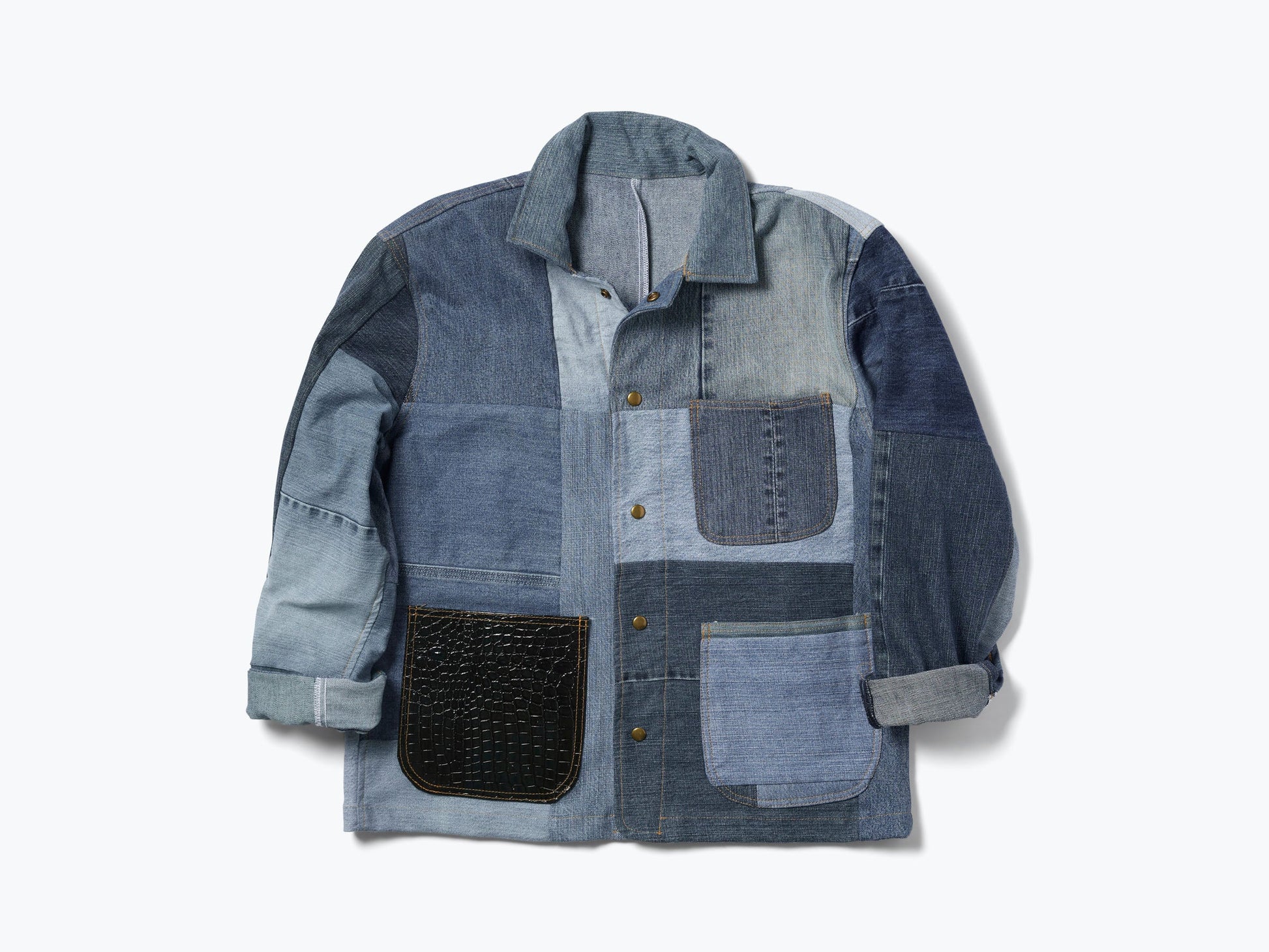 FREDA SALVADOR PATCHWORK DENIM CHORE COAT