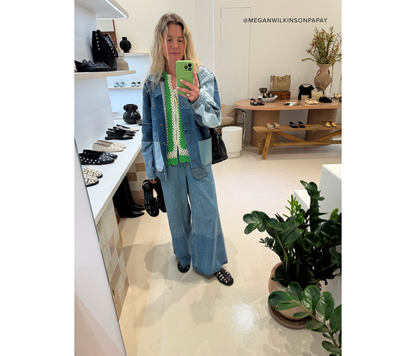 FREDA SALVADOR PATCHWORK DENIM CHORE COAT