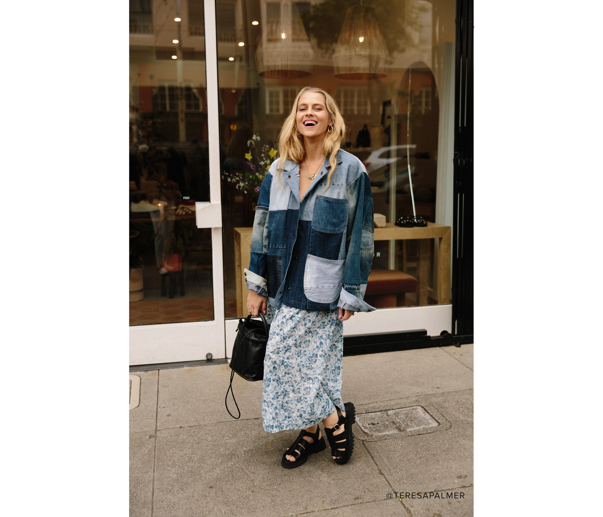 FREDA SALVADOR PATCHWORK DENIM CHORE COAT