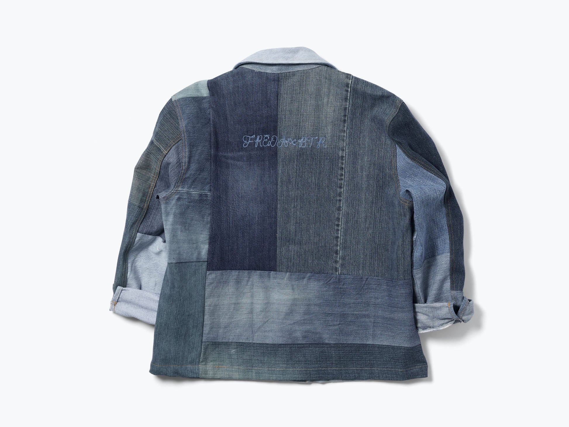 FREDA SALVADOR PATCHWORK DENIM CHORE COAT