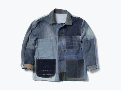FREDA SALVADOR PATCHWORK DENIM CHORE COAT
