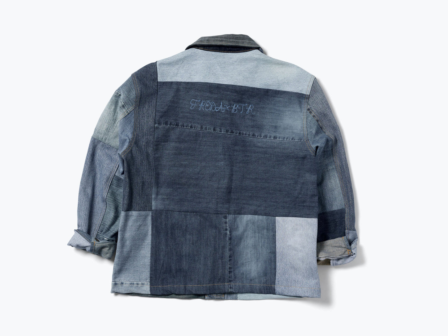 FREDA SALVADOR PATCHWORK DENIM CHORE COAT