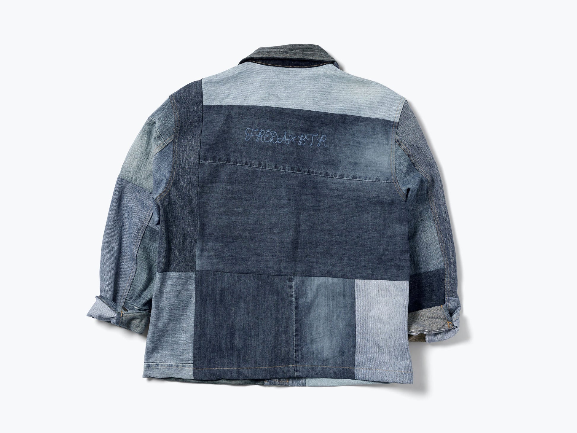 FREDA SALVADOR PATCHWORK DENIM CHORE COAT